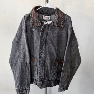 Vintage 80s Denim Bomber Jean Jacket Size Large
